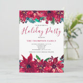 Rote Poinsettia Feierlichkeiten Einladung (Stehend Vorderseite)