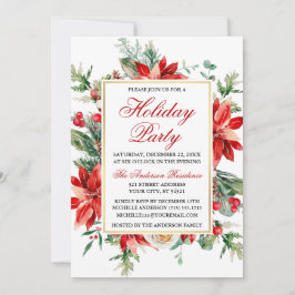Rote Poinsettia Florentiner Feiertag Einladung