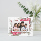 Rote Poinsettia Foto Feiertagspostkarte (Stehend Vorderseite)