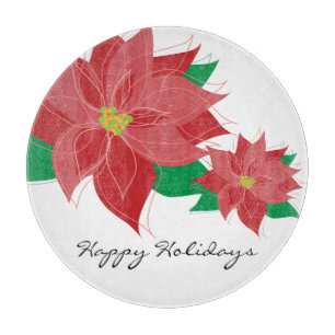 Rote Poinsettia frohe Feiertage Schneidebrett