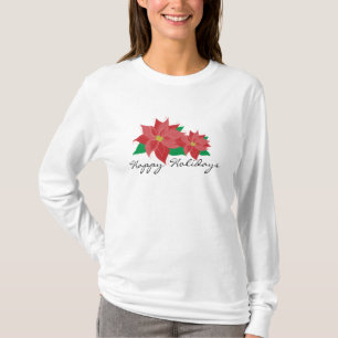 Rote Poinsettia frohe Feiertage T-Shirt