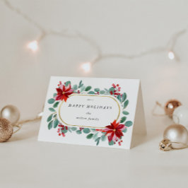 Rote Poinsettia Holiday Floral Monogramm geklappt Karte