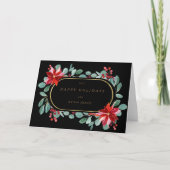 Rote Poinsettia Holiday Floral Monogramm geklappt Karte (Vorderseite)