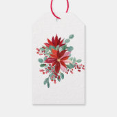 Rote Poinsettia Holiday Floral Monogramm Geschenkanhänger (Rückseite)