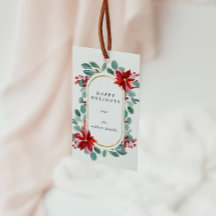 Rote Poinsettia Holiday Floral Monogramm