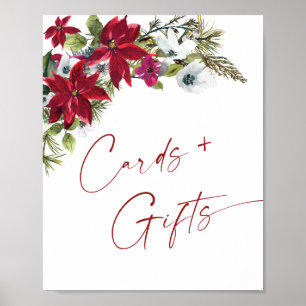 Rote Poinsettia Karten und Geschenke Hochzeit Poster