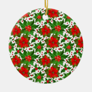 Rote Poinsettia Keramik Ornament