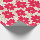 Rote Poinsettia mit den Grüßen GoldWirbel Geschenkpapier (Ecke)