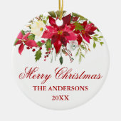 Rote Poinsettia Personalisiert Keramik Ornament (Vorne)