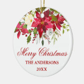 Rote Poinsettia Personalisiert Keramik Ornament (Links)