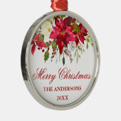 Rote Poinsettia Personalisiert Ornament Aus Metall (Rechts)