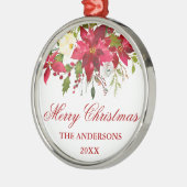 Rote Poinsettia Personalisiert Ornament Aus Metall (Links)