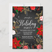 Rote Poinsettia Schneeflocken Ornamente Urlaub Einladung (Vorderseite)