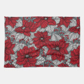 Rote Poinsettia und Beeren, Weihnachtsdesign Geschirrtuch (Horizontal)