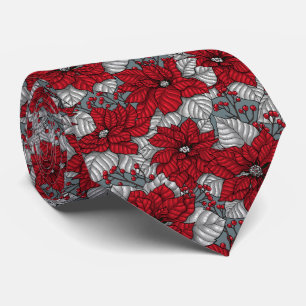 Rote Poinsettia und Beeren, Weihnachtsdesign Krawatte