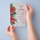 Rote Poinsettia und pine chic Einladung zur Hochze Flyer (Handgriff)