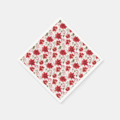 Rote Poinsettia Weihnachten Blume Berries Holiday Serviette (Ecke)