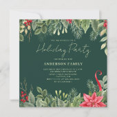 Rote Poinsettia Weihnachtsfeier Einladung (Vorderseite)