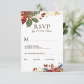 Rote Poinsettia Weihnachtsfeier RSVP Karte (Stehend Vorderseite)
