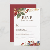 Rote Poinsettia Weihnachtsfeier RSVP Karte (Vorne/Hinten)