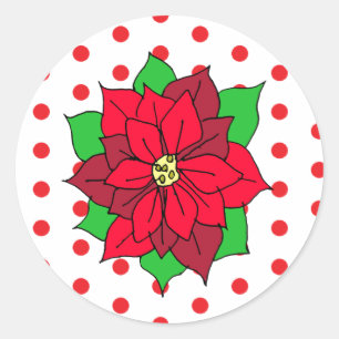 Rote Poinsettia-Weihnachtsfeiertage Runder Aufkleber