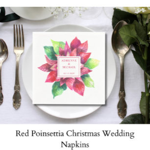Rote Poinsettia Weihnachtshochzeit  Serviette