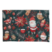 Rote Poinsettia, Weihnachtsmann, Vogel, Bauble, Sn Kissenbezug (Vorderseite-Links)