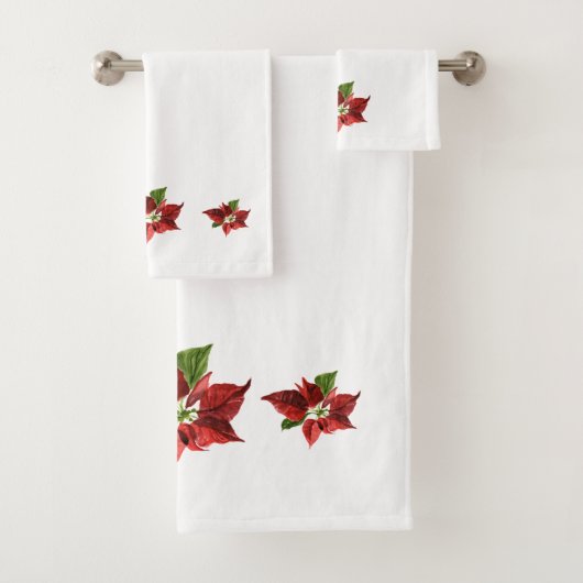 Rote Poinsettias Badhandtuch Set (Insitu)