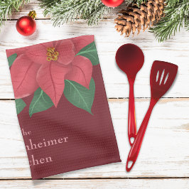 Rote Poinsettias Familienfeierlichkeiten Geschirrtuch