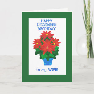 Rote Poinsettie Dezember Geburtstag für Ehefrau Karte