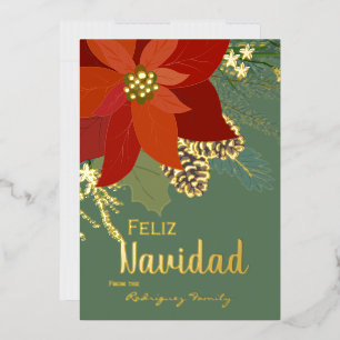 Rote Poinsettie Frohe Weihnachten Goldfolie Holida Folien Feiertagskarte