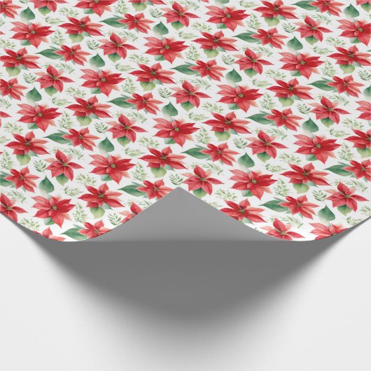 Rote Poinsettie Geschenkpapier (Ecke)