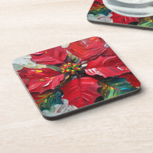 Rote Poinsettie Getränkeuntersetzer