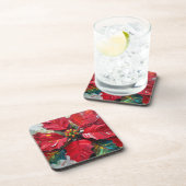 Rote Poinsettie Getränkeuntersetzer (Rechte Seite)