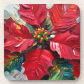 Rote Poinsettie Getränkeuntersetzer (Vorderseite)