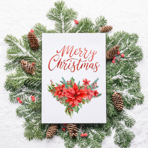 Rote Poinsettie Klassisches Einfaches Frohe Weihna Feiertagskarte