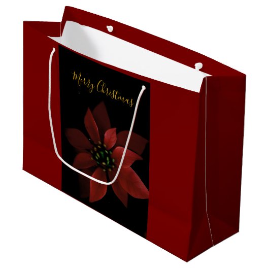 Rote Poinsettie Rote Große Geschenktüte (Vorderseite Schrägansicht)