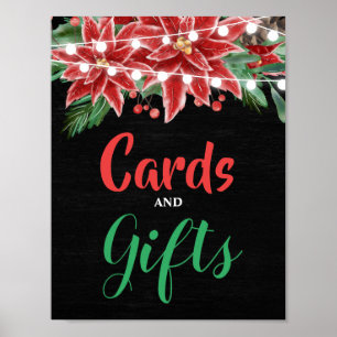 Rote Poinsettie Weihnachts Kreidetafel Hochzeit Poster