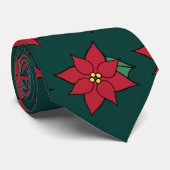 Rote Poinsettien-Feiertags-Schlips Krawatte (Gerollt)