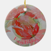 Rote Poinsettien mit Ihrem Rundschreiben Keramikornament (Hinten)