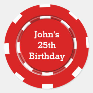 Rote Poker-Chip-Casino-Party-Aufkleber-Etikett Runder Aufkleber