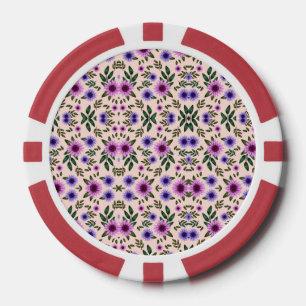 Rote Poker-Chip mit Blumenmuster  Pokerchips
