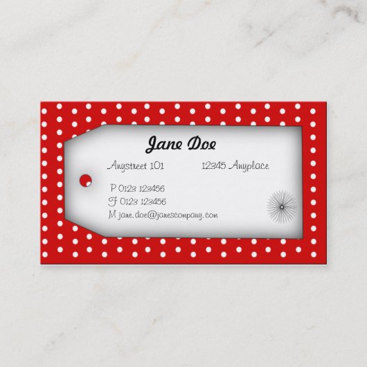 Rote Polka Dot Business Card Visitenkarte (Vorderseite)
