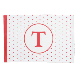 Rote Polka-Dot-Girl-Monogramm-Pillowcase Kissenbezug