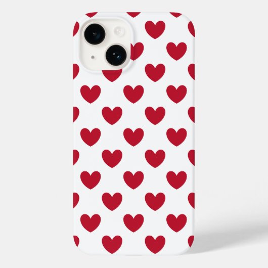 Rote Polka Herz auf weißem Fall Case-Mate iPhone Hülle (Rückseite)