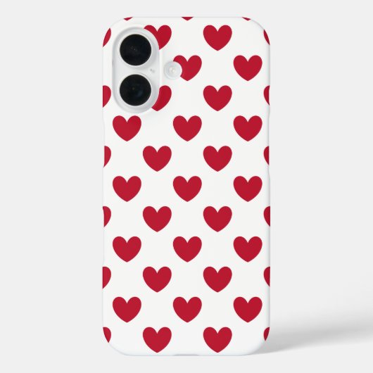 Rote Polka Herz auf weißem Fall Case-Mate iPhone Hülle (Rückseite)