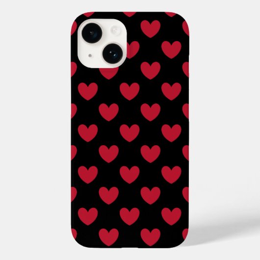 Rote Polka-Herzen auf schwarz Case-Mate iPhone Hülle (Rückseite)