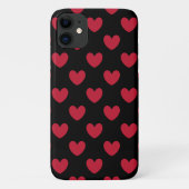 Rote Polka-Herzen auf schwarz Case-Mate iPhone Hülle (Rückseite)