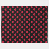 Rote Polka-Herzen auf schwarz Fleecedecke (Vorderseite (Horizontal))
