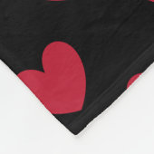 Rote Polka-Herzen auf schwarz Fleecedecke (Ecke)